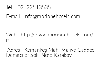 Morione Hotel iletiim bilgileri
